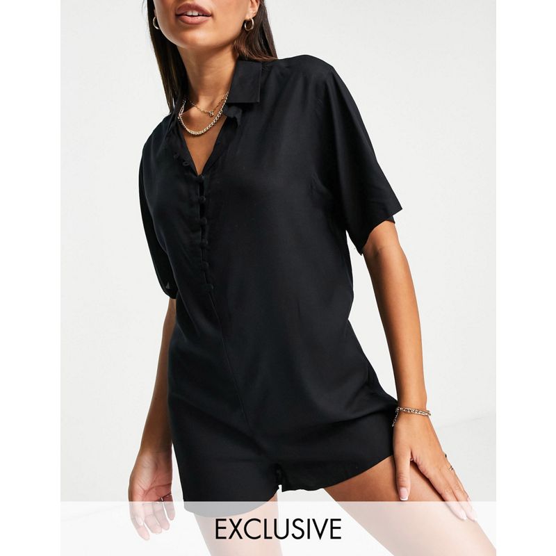 Donna Tute jumpsuit e corte Esclusiva Esmee - Tuta corta nera con bottoni