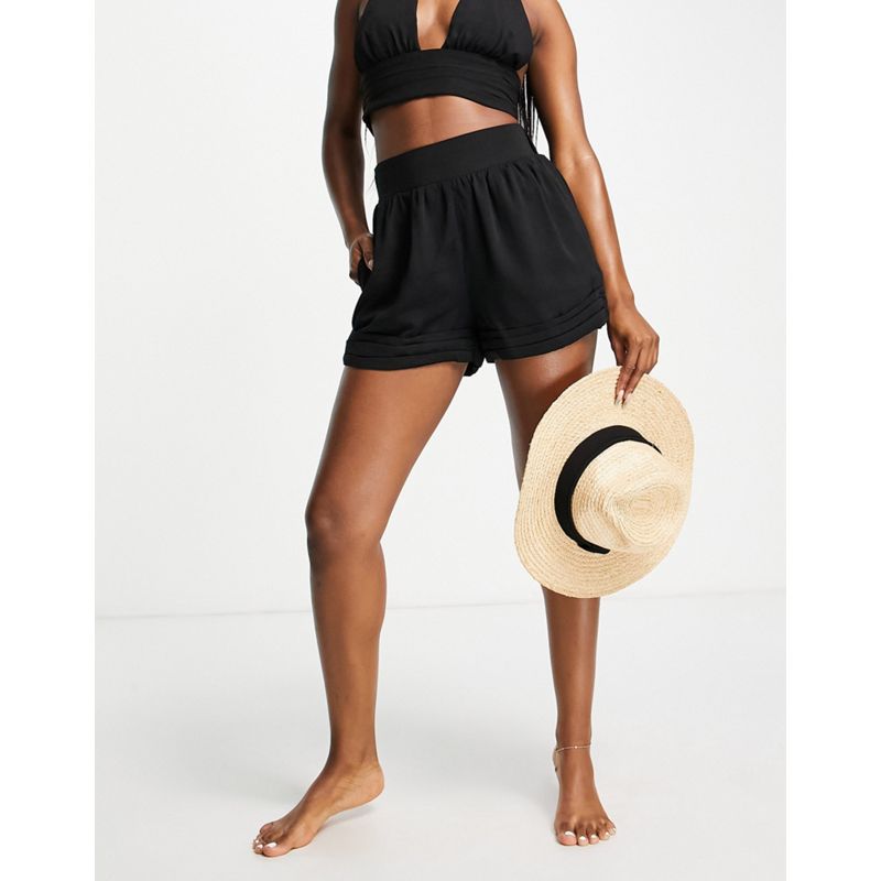 Donna wBZxm Esclusiva Fashion Union - Coordinato con crop top da spiaggia allacciato al collo nero