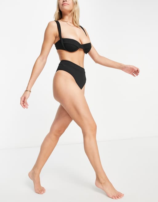 Esclusiva Fashion Union - Slip bikini a vita alta neri
