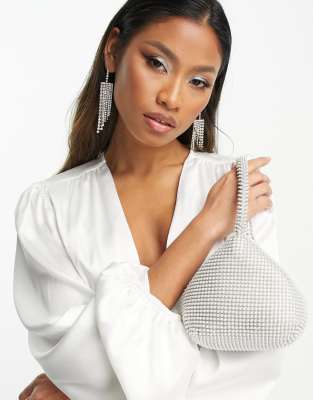 Dasein Pochette Da Sera Glitterata Con Strass, Borsa A Tracolla Con Catena D'Oro, Per Matrimoni, Balli E Feste, Colore A Scelta - 2