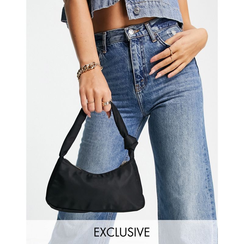 Donna Borse e portafogli Esclusiva Glamorous - Borsa a spalla con tracolla annodata nera