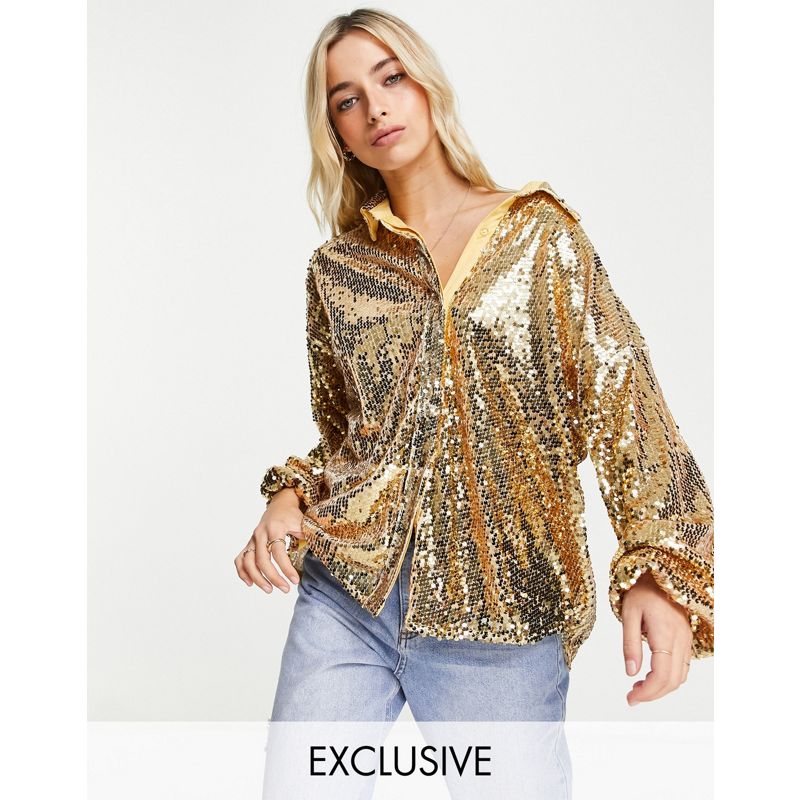 Top EI4bB Esclusiva In The Style - Camicia oversize oro chiaro con paillettes