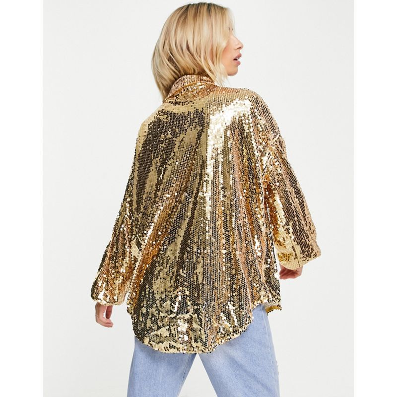 Top EI4bB Esclusiva In The Style - Camicia oversize oro chiaro con paillettes