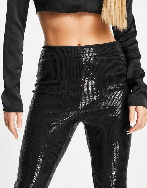 Outfit Pantaloni Paiette Pantaloni Paillettes Argento Pantalone