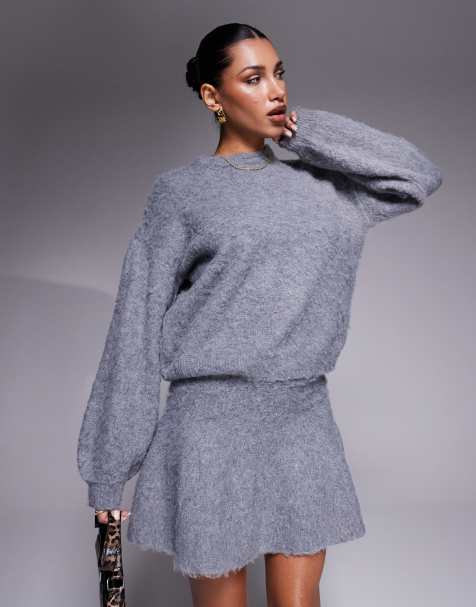 Esclusiva In The Style x Natalya - Maglione antracite con maniche a palloncino soffice in coordinato - view 1