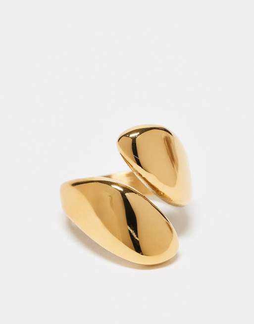 Esclusiva Kaiia - Anello avvolgente spesso color oro con design astratto in acciaio inossidabile