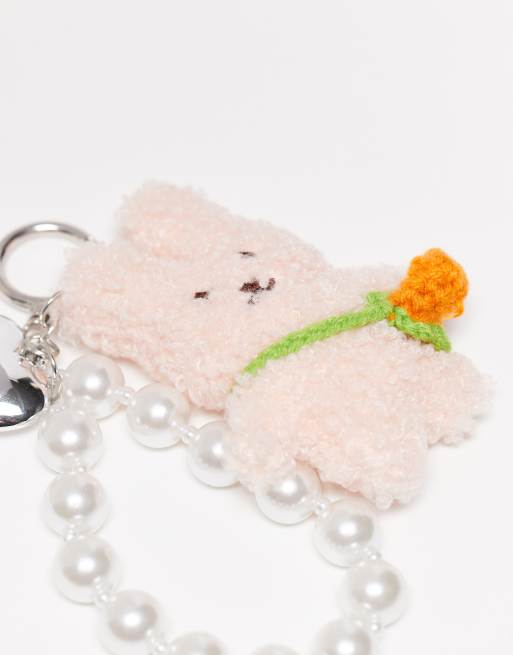 Esclusiva Kaiia - Ciondolo per borsa con coniglietto e perline con borsetta a carota rimovibile, 3 di 3