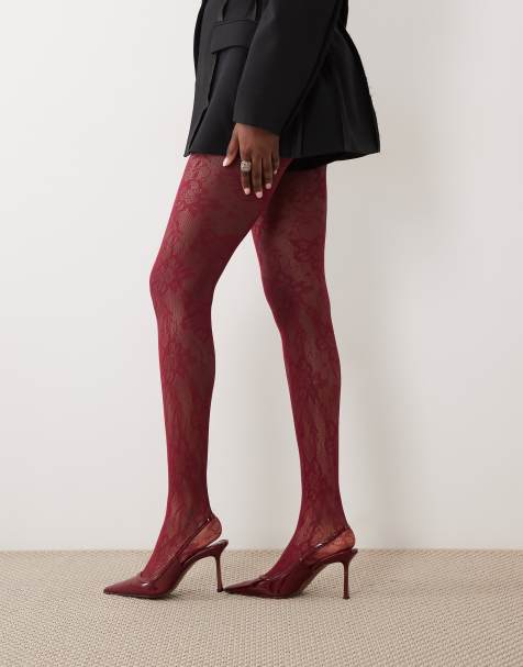 Esclusiva Kaiia - Collant in pizzo velati bordeaux - view 1