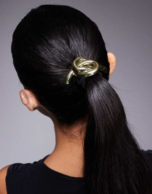 Esclusiva Kaiia - Elastico per capelli con nodo in metallo color oro
