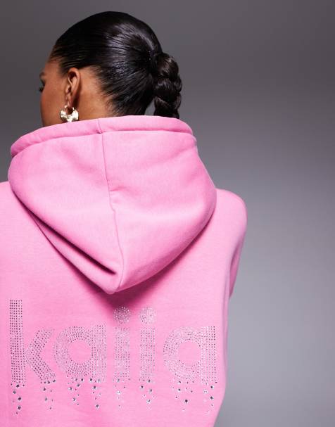 Felpa Con Cappuccio Donna Rosa Con Fiore E Stampa A Sbuffo | Preppy Y2K | Cotone Morbido | Maniche Lunghe | Casual Streetwear