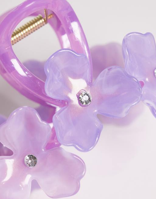 Esclusiva Kaiia - Fermaglio per capelli oversize lilla con fiori, 3 di 3