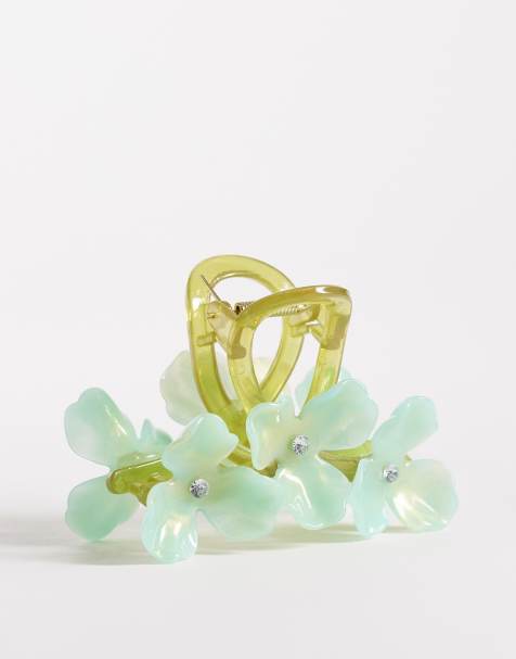 Esclusiva Kaiia - Fermaglio per capelli oversize verde con fiori - view 1