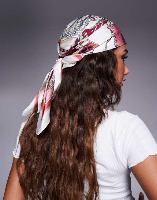 Esclusiva Kaiia Foulard per capelli in raso con stampa