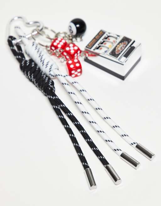 Esclusiva Kaiia - Lucky Jackpot - Charm per la borsa multicolore con slot machine interattiva e moschettone a cuore, 3 di 3