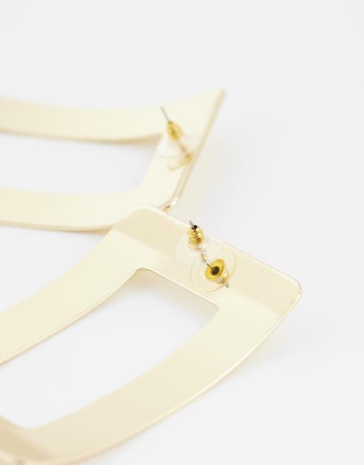Esclusiva Kaiia - Orecchini squadrati oversize color oro, 4 di 4