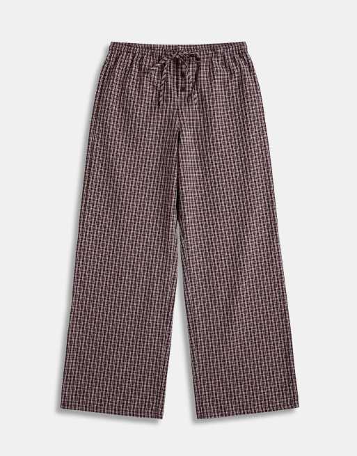 Esclusiva Kaiia - Pantaloni a fondo ampio marroni a quadri in coordinato, 6 di 9