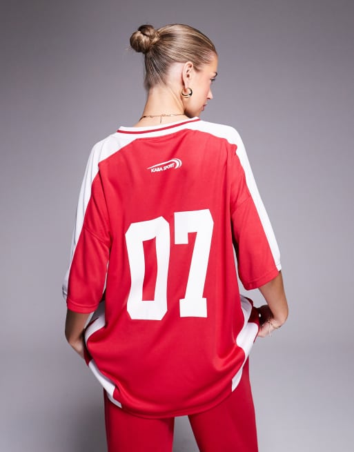 Maglia Sportiva Maglia Calcio Rossa E Bianca Maglia A Manica Corta