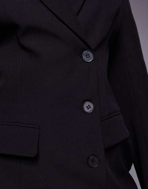 Esclusiva Kaiia - Vestito corto stile blazer strutturato stretto in vita nero, 3 di 4