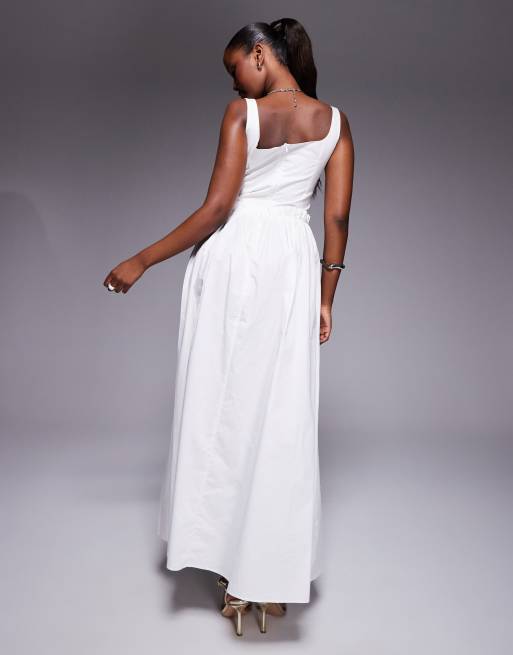 Esclusiva Kaiia Vestito lungo bianco in popeline di misto cotone