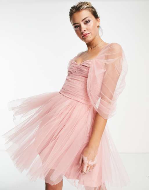 Vestito tulle corto rosa outlet