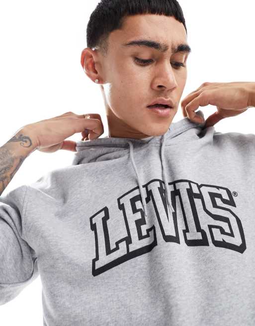 Felpa levi's grigia deals con cappuccio