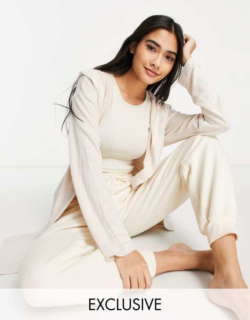 Esclusiva Lindex - Nora - Cardigan da casa color crema con cappuccio