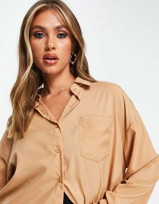 Camicia color cammello top
