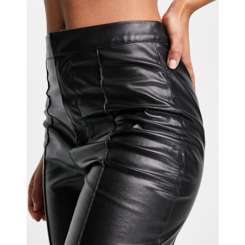 T5I1g Donna Esclusiva Missyempire - Pantaloni a zampa in pelle sintetica nera