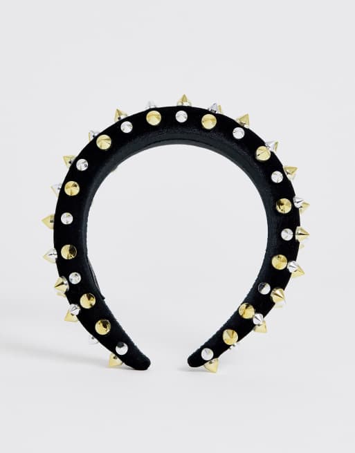 Esclusiva My Accessories London - Cerchietto con borchie in metallo misto, 4 di 4