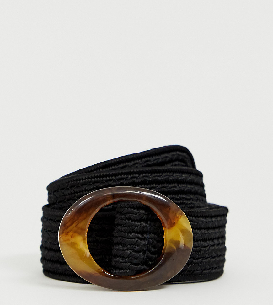Esclusiva My Accessories London - Cintura per jeans per vita e fianchi intrecciata nera con fibbia in resina-Nero