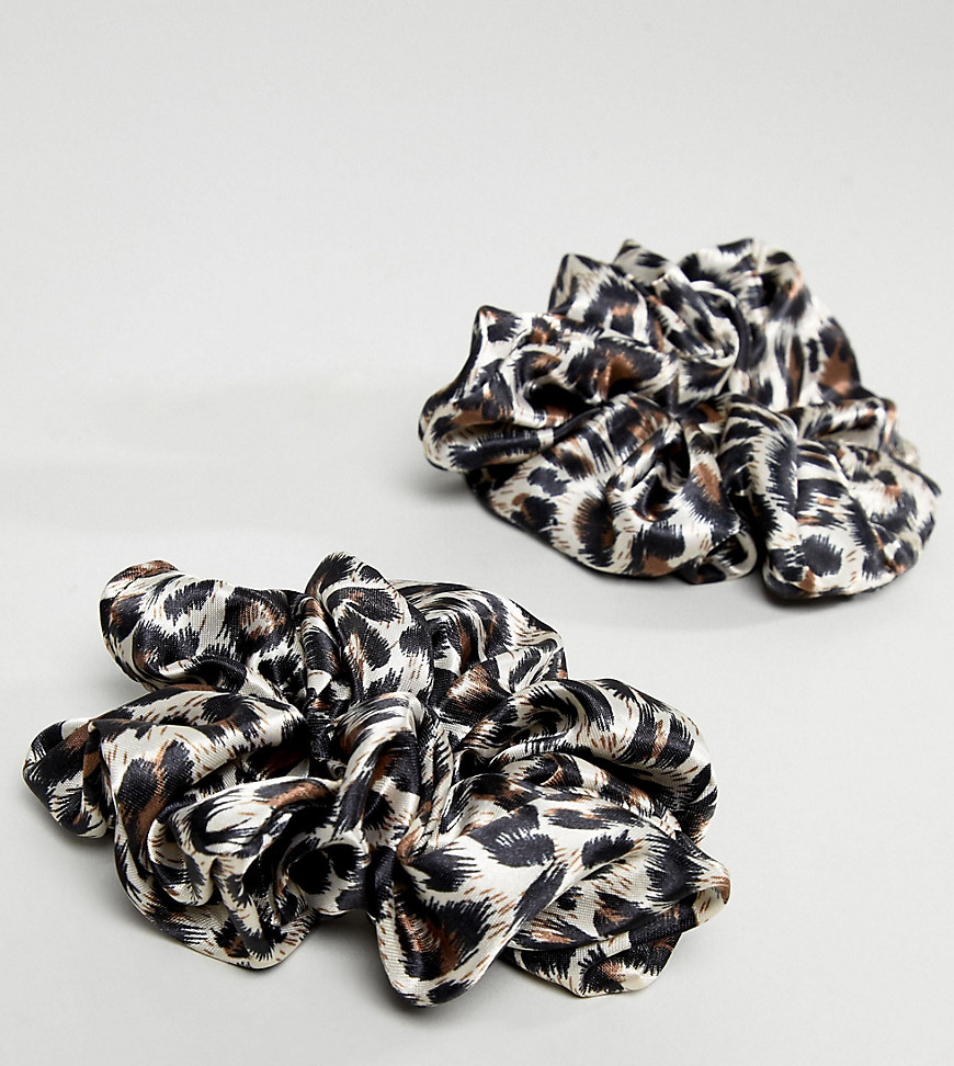 Esclusiva My Accessories London - Set da 2 elastici per capelli leopardati-Multicolore