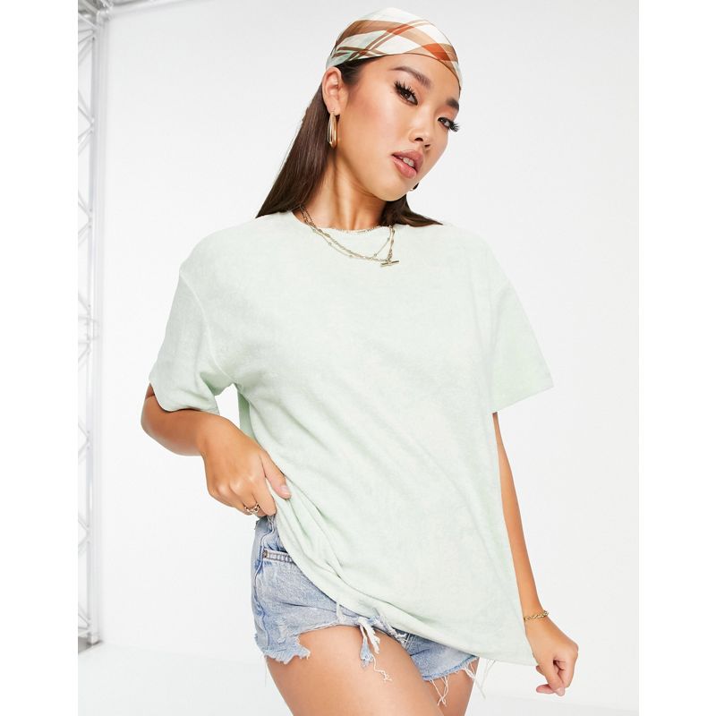 1X8KZ  Esclusiva New Girl Order - T-Shirt oversize in spugna menta in coordinato
