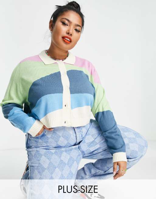 Esclusiva Noisy May Curve - Cardigan multicolore con paesaggio