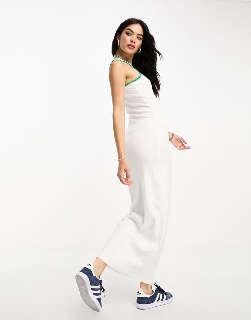 Esclusiva Only - Vestito lungo bianco e verde con scollo a vogatore e profili a contrasto , 2 di 4