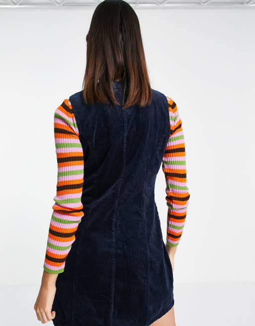 Esclusiva Only - Vestito scamiciato in velluto a coste blu navy, 2 di 4