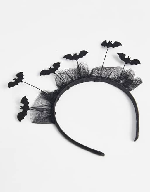 Esclusiva Pieces - Cerchietto per Halloween nero con pipistrelli, 4 di 4