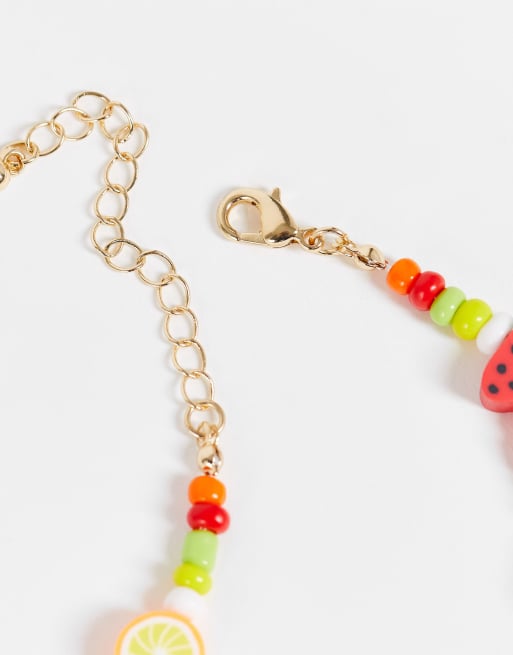 Esclusiva Pieces - Collana multicolore con frutti, 2 di 4