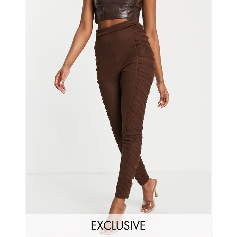 Pantaloni e leggings onLdK Esclusiva Rebellious Fashion - Leggings arricciati color cioccolato in coordinato