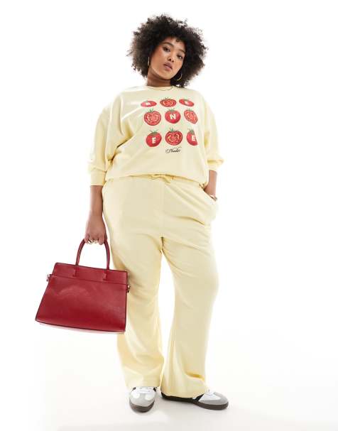 Esclusiva Renee Studio - Coordinato con felpa e joggers giallo burro con logo e stampa di pomodori - view 1