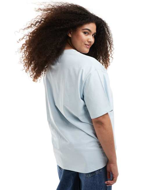 Esclusiva Renee Studio Plus - T-shirt girocollo azzurra con cuore stampato e fiori  , 2 di 4