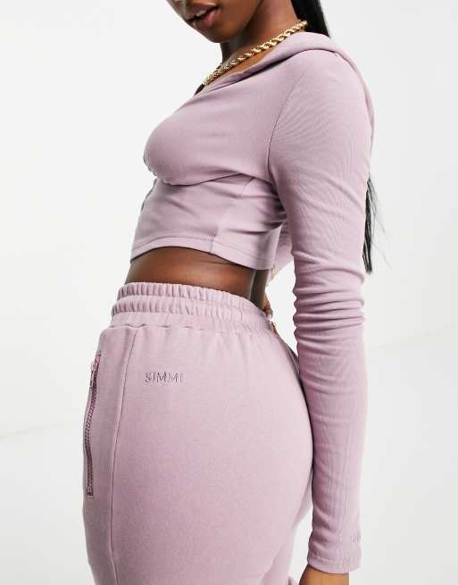 Esclusiva Simmi - Joggers a zampa color lavanda, 4 di 4