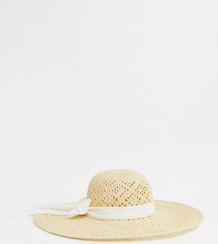 Esclusiva South Beach - Cappello di paglia naturale traforato con fiocco-Beige