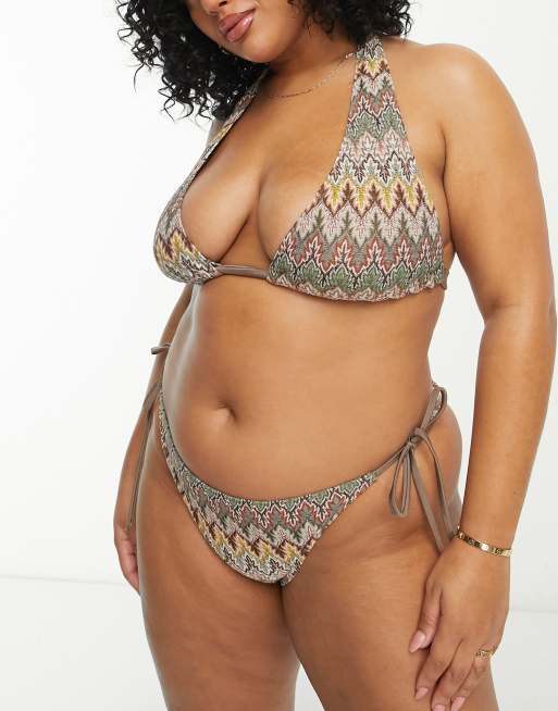 Esclusiva South Beach Curve - Top bikini a triangolo con ricami e stampa multicolore , 4 di 4