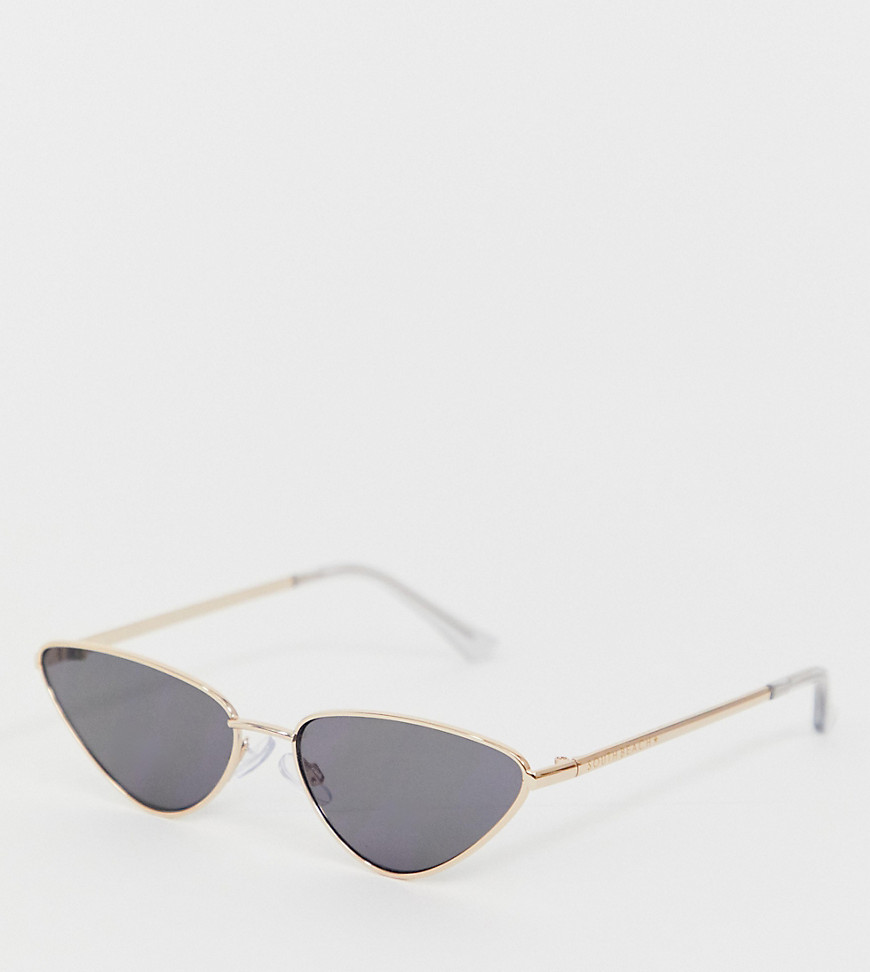 Esclusiva South Beach - occhiali da sole a gatto slim con montatura oro e lenti nere