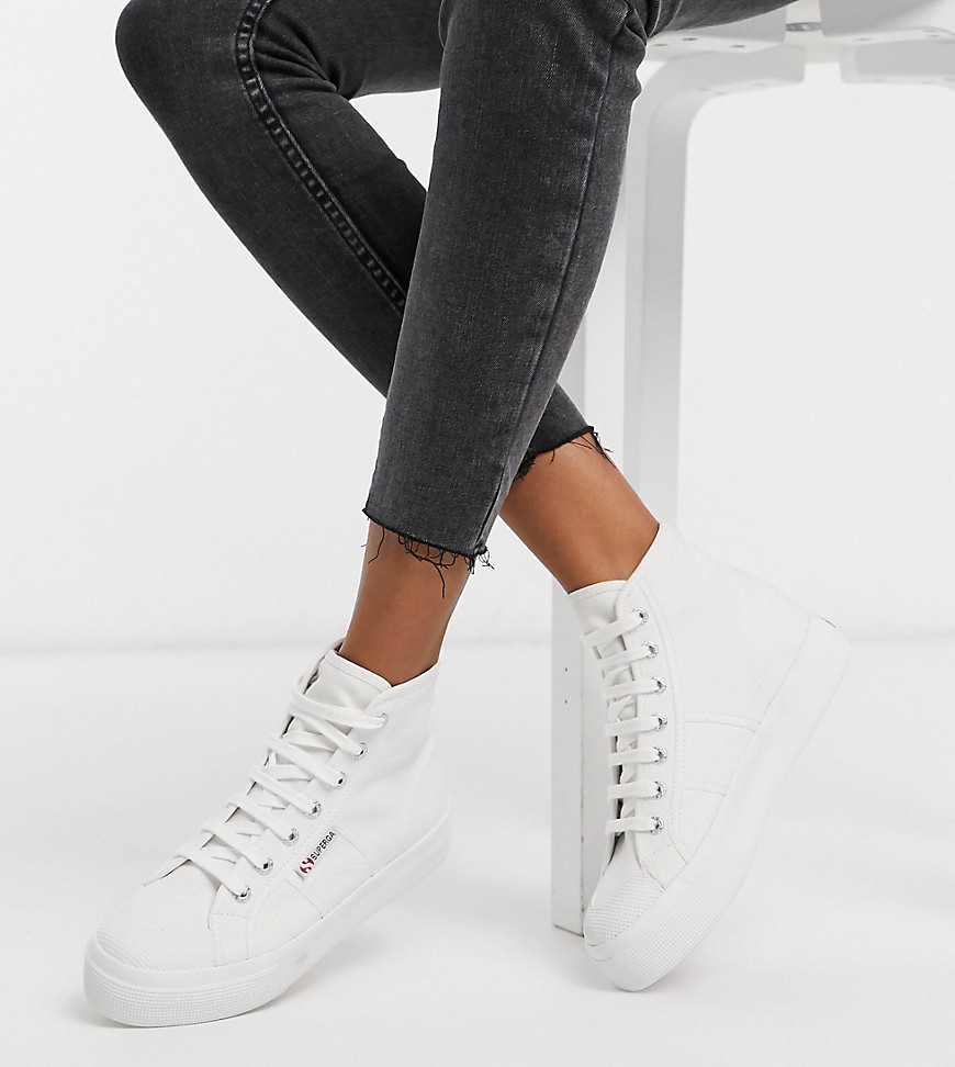Esclusiva Superga - 2295 - Sneakers flatform alte bianco triplo