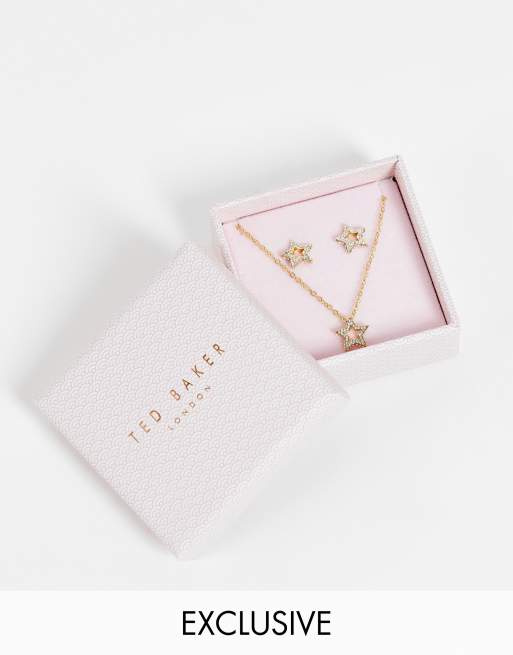 Esclusiva Ted Baker - Tarliah - Set regalo con orecchini a bottone e collana con stelle con strass color oro