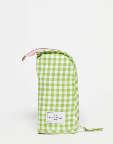 Esclusiva The Flat Lay Co. X ASOS - Astuccio verticale per pennelli per make-up verde a quadretti - view 1