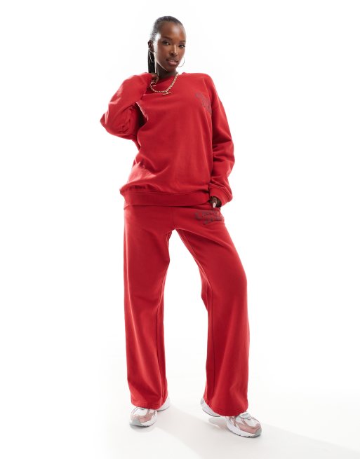 Esclusiva The Frolic - Cherry Bomb - Joggers rossi a fondo ampio in coordinato 