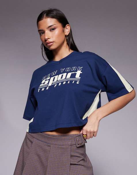 Esclusiva The Frolic - Maglia corta da calcio blu navy con scollo a V e finiture gialle a contrasto sul davanti - view 1