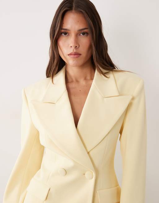 Esclusiva Wanderdoll - Charlotte - Blazer oversize stretto in vita con rever color limone